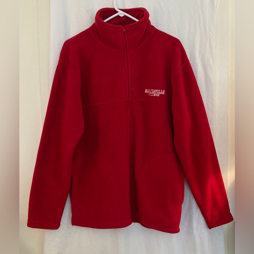 Bright Red Overdized Manhattanville College Fleece Size S